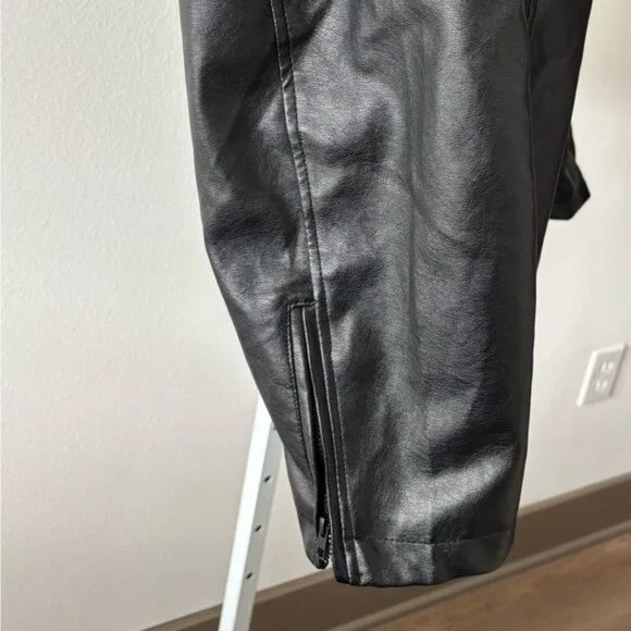 Rue 21+ Jacket 3X Retro Moto Zip Faux Leather Hood Mixed Media Streetwear Grunge - Picture 7 of 11